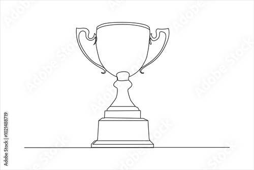 winner trophy cup continuous one line drawing. Trophy cup line art vector illustration.
