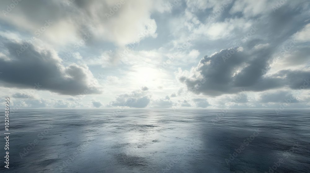 Calm Ocean with Cloudy Sky - 3D Background