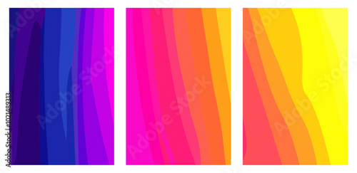 Set of Modern Poster Backgrounds with Abstract Gradient Lines