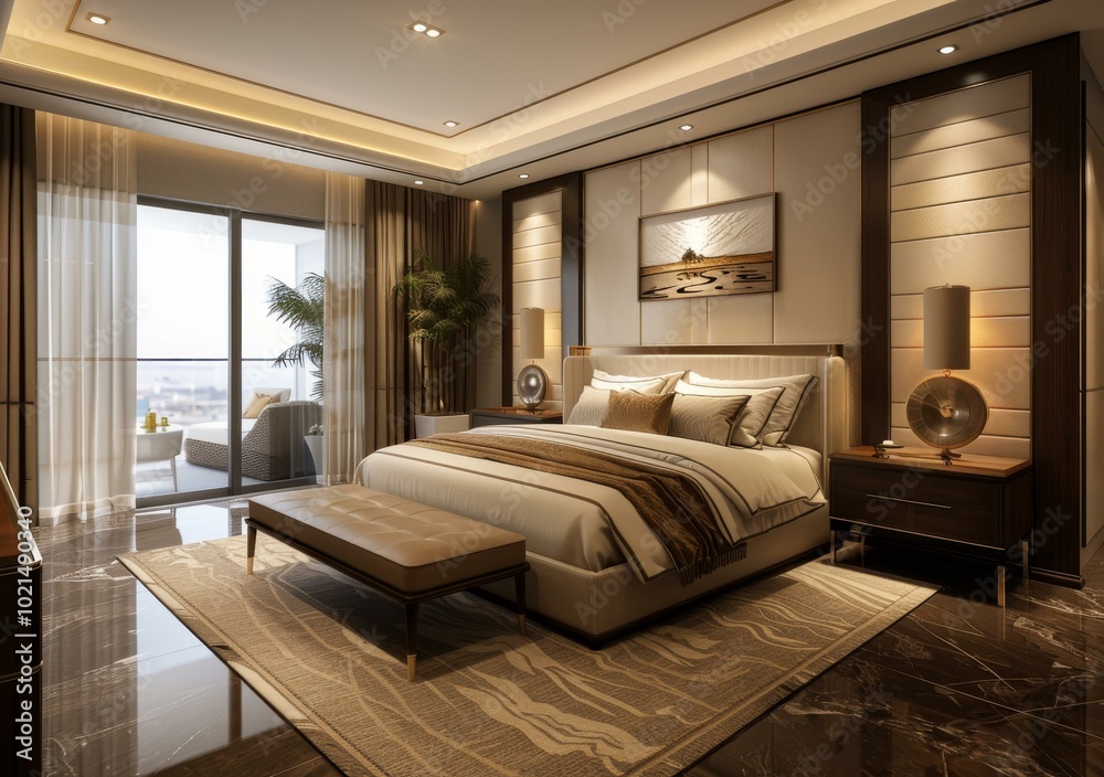 Fototapeta premium Luxury Modern Bedroom Interior Design
