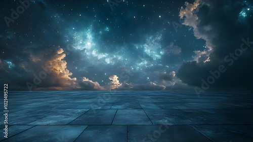 Night Sky with Clouds and Stars Background Illustration