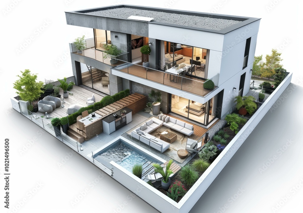 Modern Two-Story House Design with Outdoor Living Spaces Modern Two-Story House Design with Outdoor Living Spaces