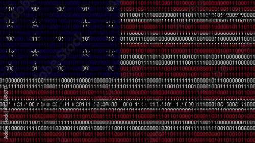 Binary code on flag of Bikini Atoll. Program source code or Hacker concept on Bikini Atoll flag. Bikini Atoll digital technology security, hacking or programming photo