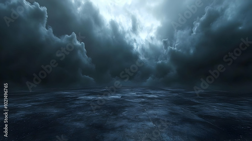 Dark Stormy Sky with Blue Floor Background Illustration