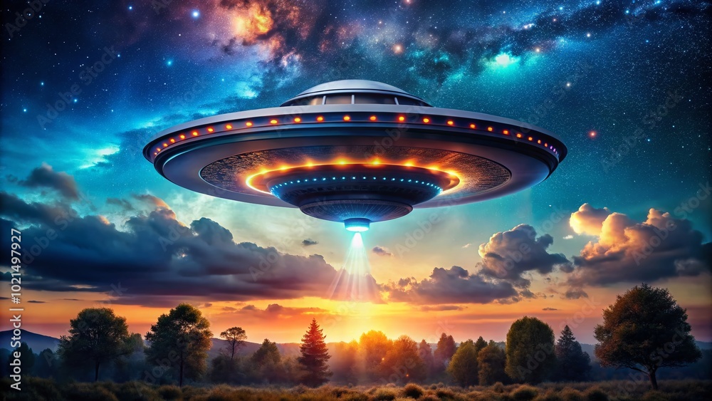 Mysterious UFO Spaceship in the Night Sky: Unexplained Phenomena and Extraterrestrial Encounters Await Your Imagination Mysterious UFO Spaceship in the Night Sky: Unexplained Phenomena and Extraterrestrial Encounters Await Your Imagination