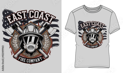 East coast fire company - Firefighter typography vector T-shirt design. motivational and inscription quotes.
perfect for print item and bags, posters, cards. isolated on black background