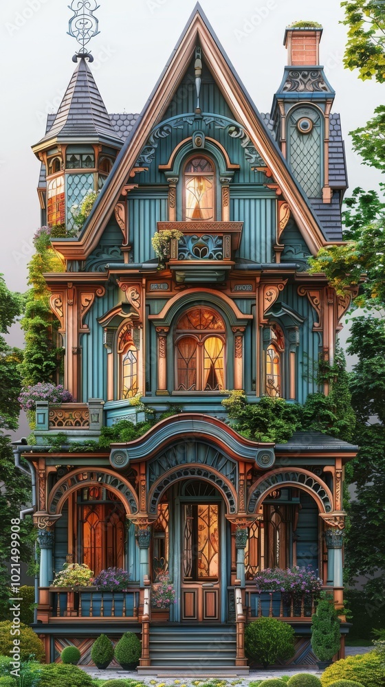 Fototapeta premium Victorian-era House with Detailed Craftsmanship