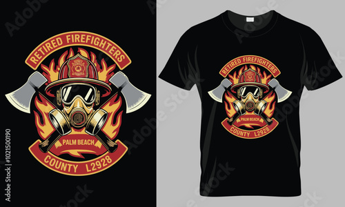 Retired firefighter plam beach country - Firefighter typography vector T-shirt design. motivational and inscription quotes.
perfect for print item and bags, posters, cards. isolated on black backgroun