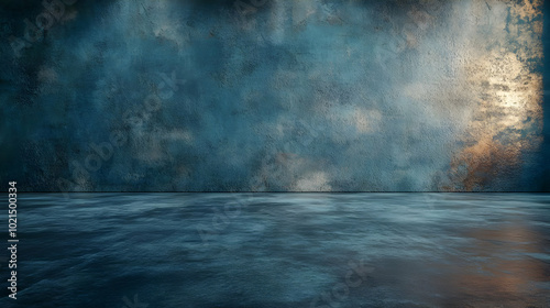 Dark Blue Concrete Wall and Floor Background