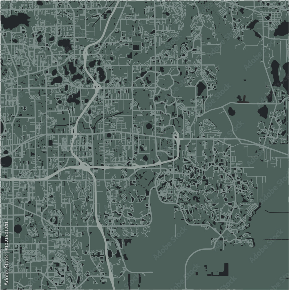 Map of Alafaya in Florida in a smooth dark style. Contains layered vector with roads water, parks, etc. Map of Alafaya in Florida in a smooth dark style. Contains layered vector with roads water, parks, etc.