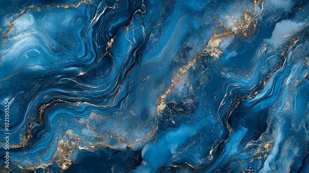 Fototapeta premium A blue and gold marble design with a lot of detail