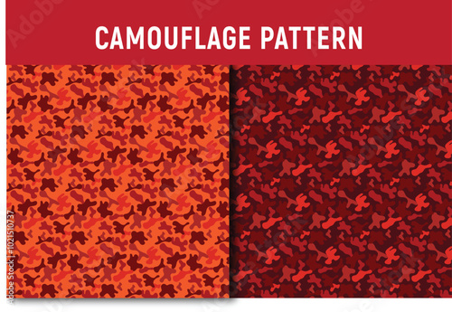 Military-Style Red-Orange Camouflage Pattern Vector - Perfect for Fashion and Textile Projects
