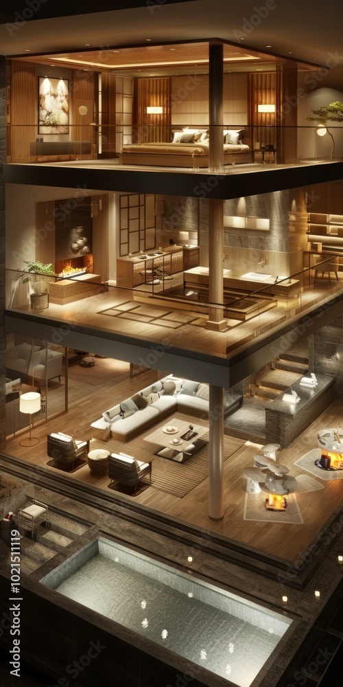 Modern Japanese Style Multi-Level House Design Modern Japanese Style Multi-Level House Design