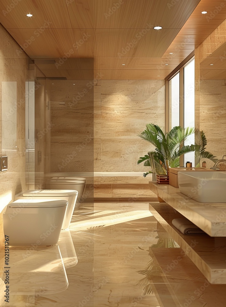 Fototapeta premium Modern Luxury Bathroom Design Interior Illustration