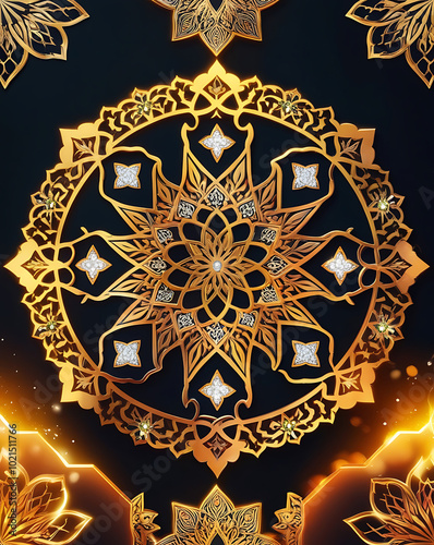 Starry Night Arabesque: A Luxurious Celestial Islamic Pattern