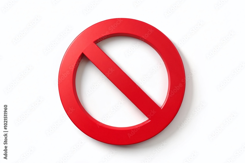 Red crossed out circle symbol indicating prohibition or cancellation on a white background for design Red crossed out circle symbol indicating prohibition or cancellation on a white background for design