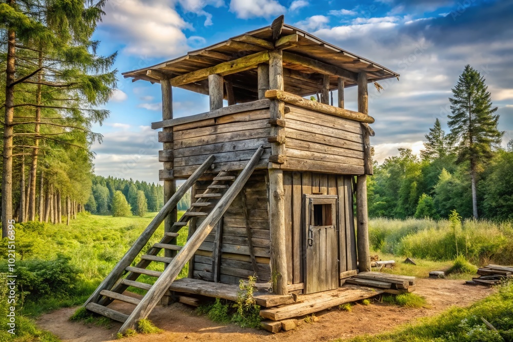 Rustic Combat Post with Weathered Wood and Metal Details in a Natural Outdoor Setting Rustic Combat Post with Weathered Wood and Metal Details in a Natural Outdoor Setting