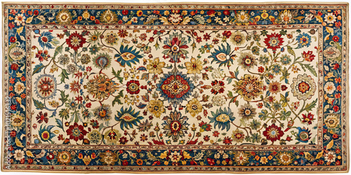 Intricate and vibrant floral patterns adorn this beautiful rug, showcasing rich tapestry of colors and designs that enhance any space with elegance and charm