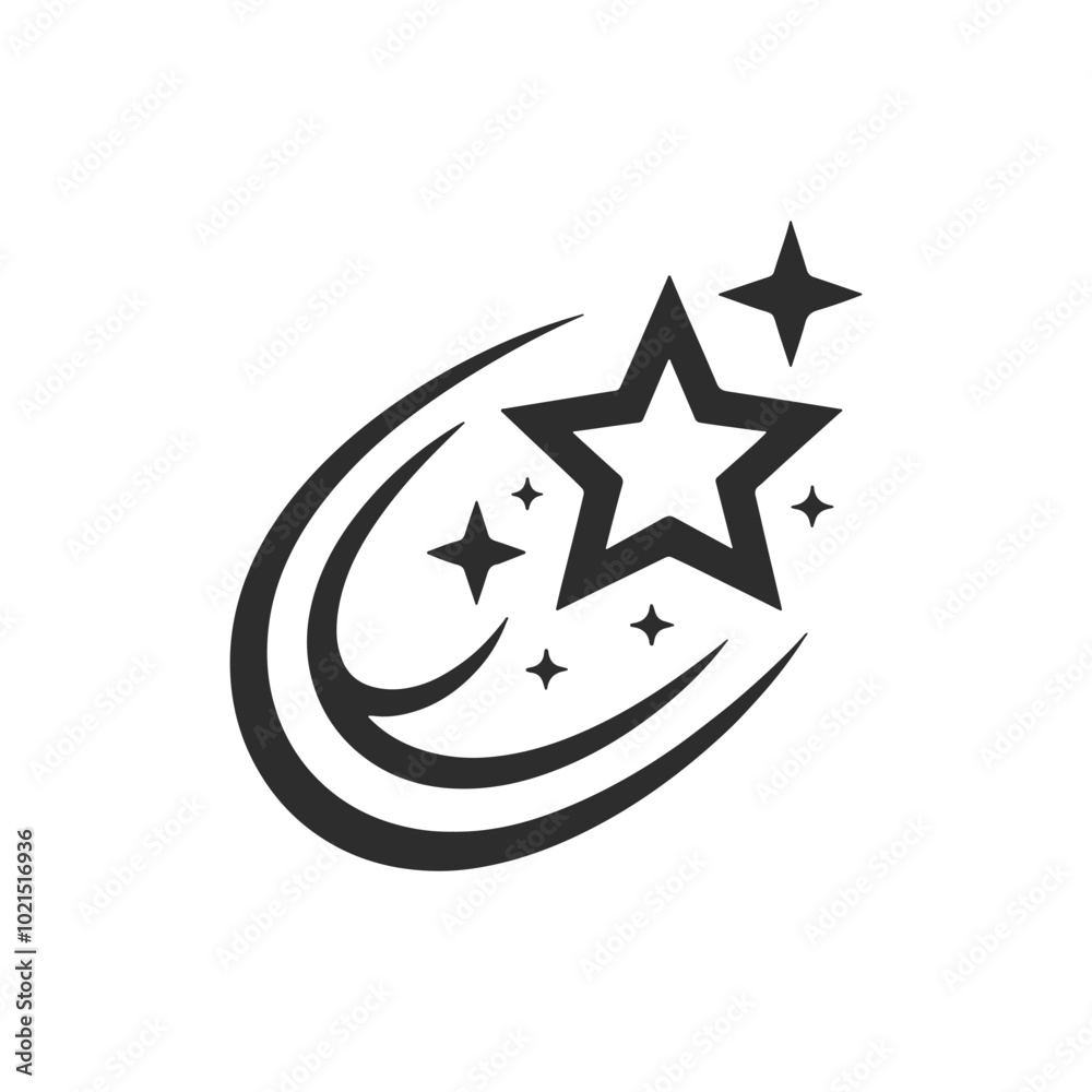 Abstract silhouette of shooting starv Abstract silhouette of shooting starv