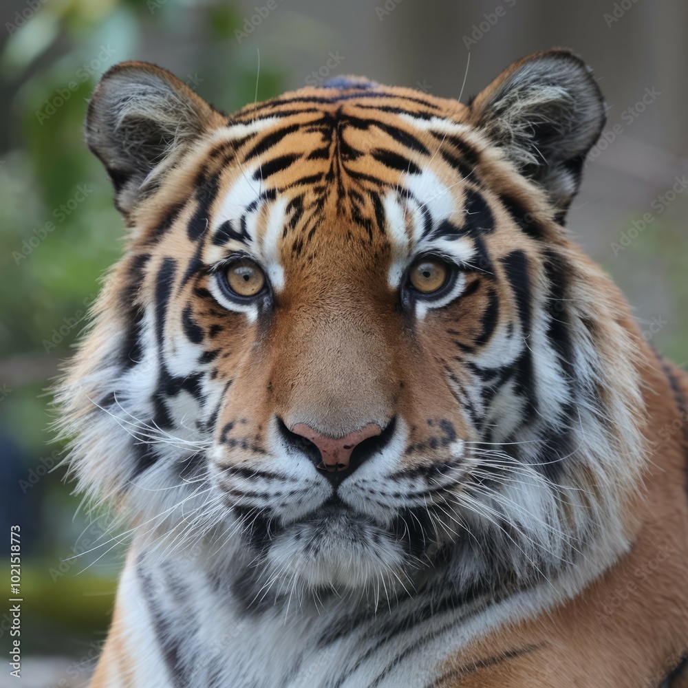 Tiger close up. Close-up of a tiger's face, showing its intense gaze and powerful presence. The stripes and whiskers add to its captivating charm. Tiger close up. Close-up of a tiger's face, showing its intense gaze and powerful presence. The stripes and whiskers add to its captivating charm.
