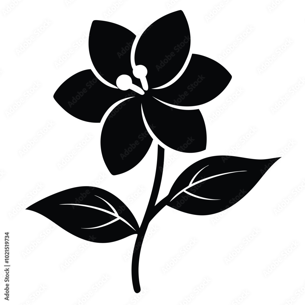 jasmine-flower black-color silhouette jasmine-flower black-color silhouette