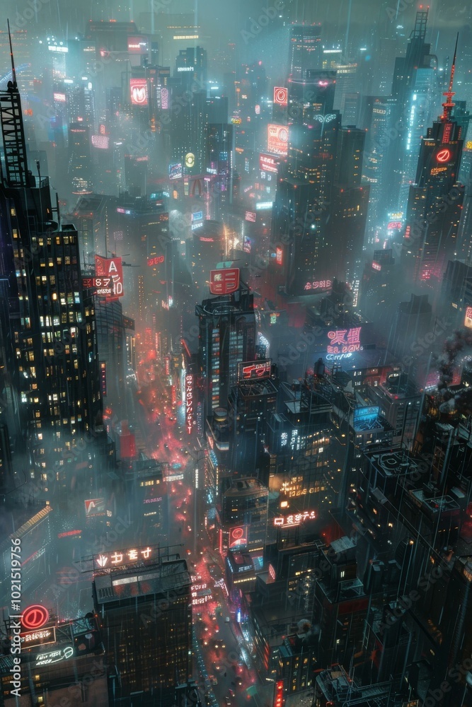 Fototapeta premium Futuristic Cityscape Aerial View