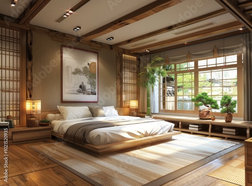 Japanese Style Wooden Bedroom Interior Design