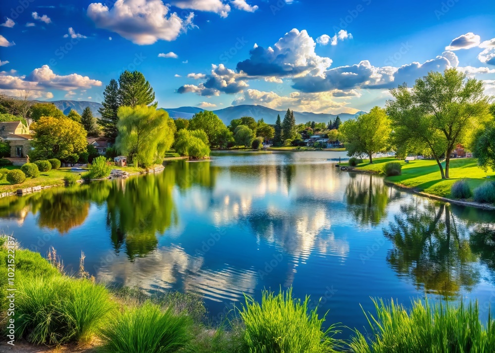 Scenic View of Lakewood, Colorado with Lush Greenery and Serene Lake Under a Clear Blue Sky Scenic View of Lakewood, Colorado with Lush Greenery and Serene Lake Under a Clear Blue Sky