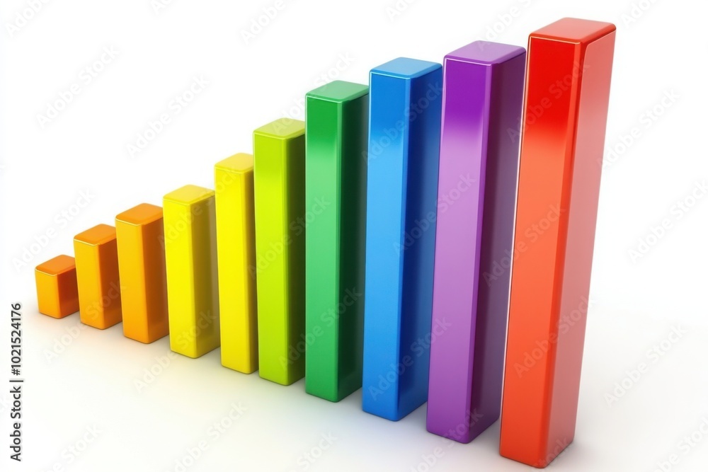 a rainbow colored bar chart on a white background a rainbow colored bar chart on a white background