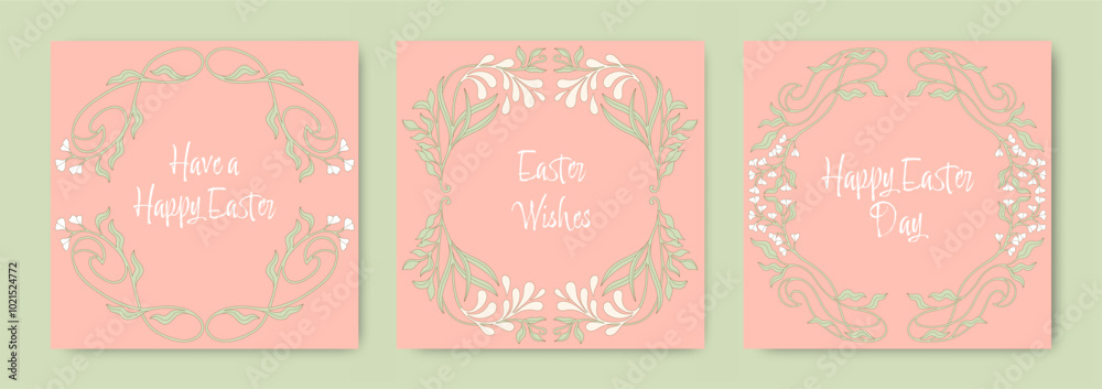 Easter postcards. Happy Easter floral greeting cards. Vector. Easter postcards. Happy Easter floral greeting cards. Vector.