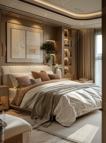 Modern Luxurious Bedroom Interior Design Illustration