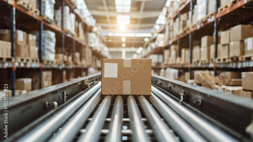 conveyor belt in a distribution warehouse, warehouse, store, library, shelf, storage, interior, shop, book, box, business, stock, factory, industry, old, building, supermarket, books, industrial