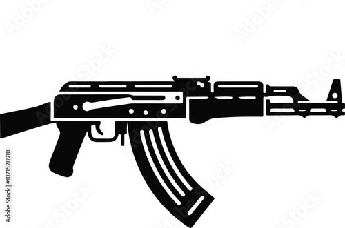 Gun silhouette on a white backing