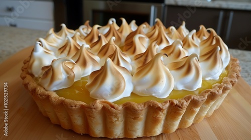 A beautiful tartalette filled with lemon curd and topped with meringue. photo