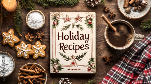 Festive Holiday Recipe Book with Gingerbread and Spices