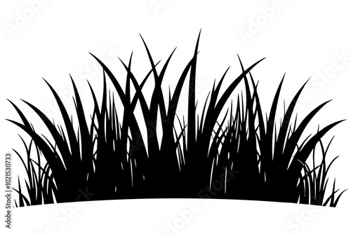 Grass landscape | vector silhouette illustration on white background