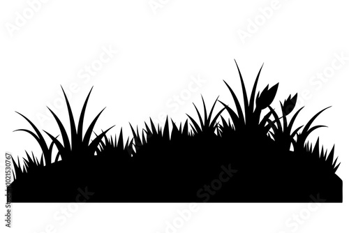 Grass landscape | vector silhouette illustration on white background