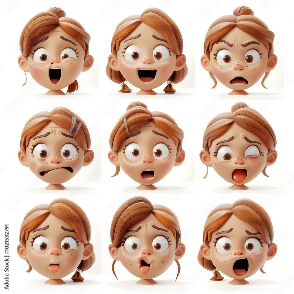 A Collection of 3D Cartoon Characters with Different Facial Expressions A Collection of 3D Cartoon Characters with Different Facial Expressions