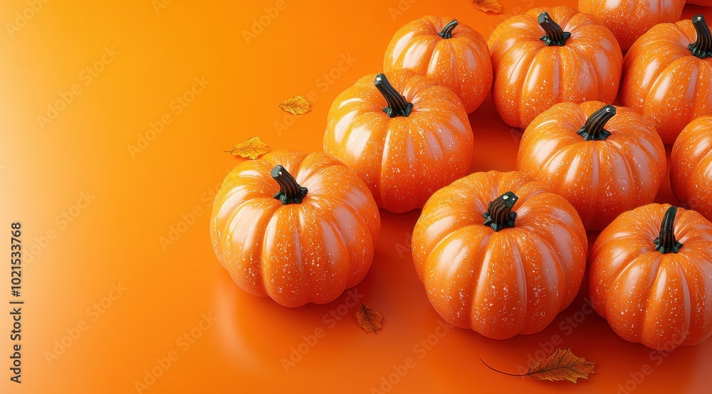 Decorative pumpkins on an orange background Decorative pumpkins on an orange background