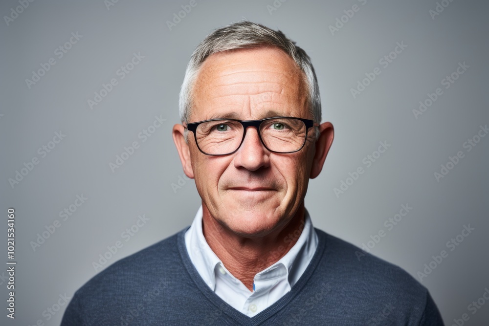 Portrait of a senior man with glasses. Isolated on grey background. Portrait of a senior man with glasses. Isolated on grey background.