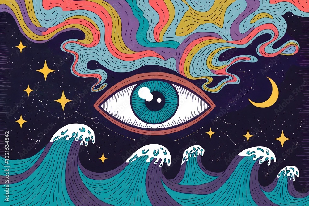 An Illustration with a Trippy Aesthetic Eye