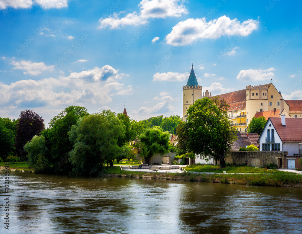 Waterfront of Lauingen at the Danube river