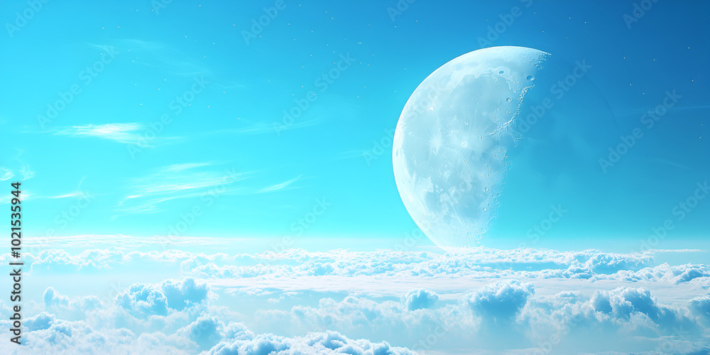 Dreamy Sky with Moon Above Clouds Dreamy Sky with Moon Above Clouds