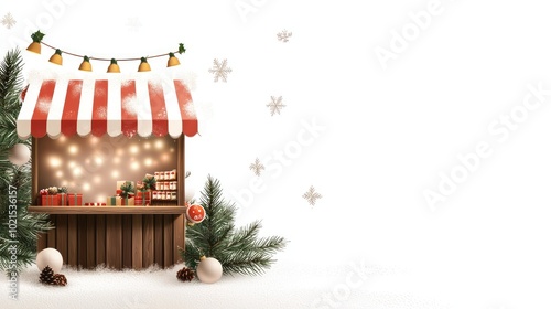 Festive Christmas Market Stall Illustration