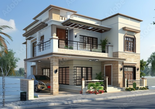 Modern House Exterior Design Illustration photo