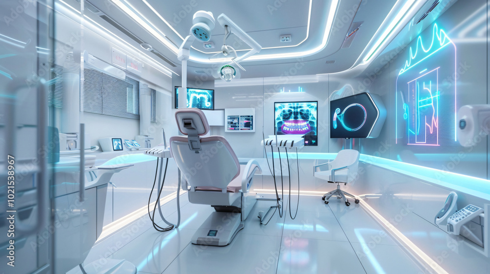 futuristic ai dental room powered by Ai, room, hospital, interior, equipment, office, chair, medical, clinic, medicine, healthcare, health, technology, dental, care, dentist, empty, table, bed, clean, futuristic ai dental room powered by Ai, room, hospital, interior, equipment, office, chair, medical, clinic, medicine, healthcare, health, technology, dental, care, dentist, empty, table, bed, clean,