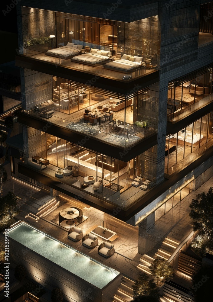 Luxury Modern Penthouse at Night Luxury Modern Penthouse at Night