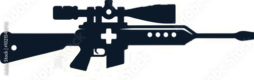 Gun silhouette on a white backing