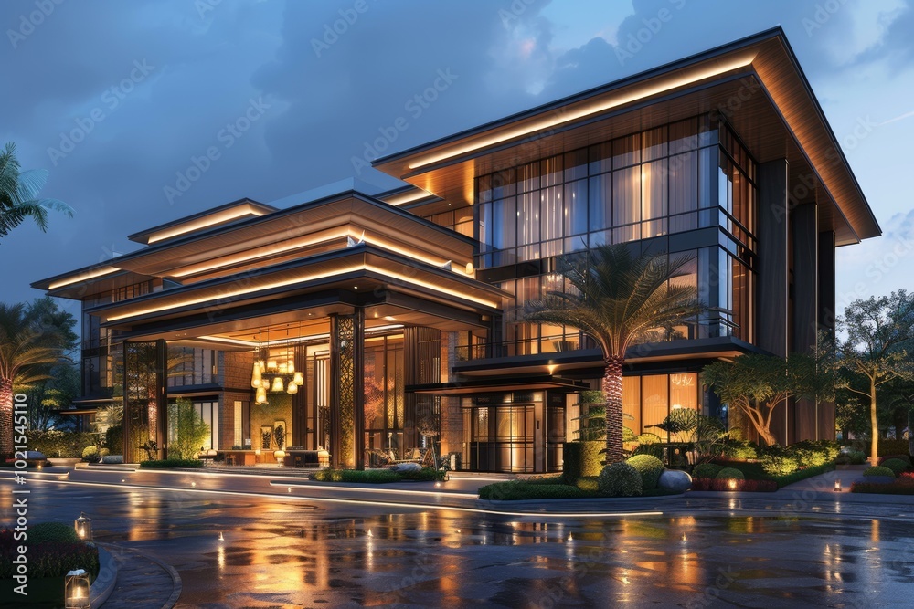 Luxury Modern Mansion at Dusk Luxury Modern Mansion at Dusk