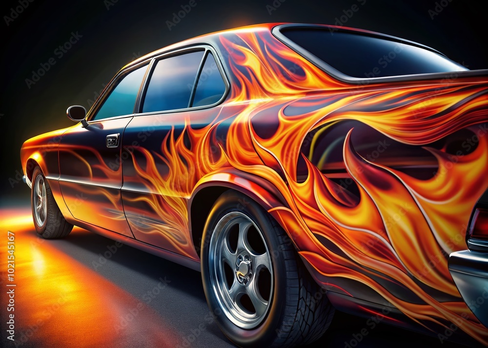 Naklejka premium Step-by-step Guide to Painting Realistic Flames on a Car for Custom Automotive Artistry